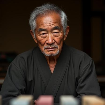 砥石を前に真剣な表情の研磨師、鈴木浩